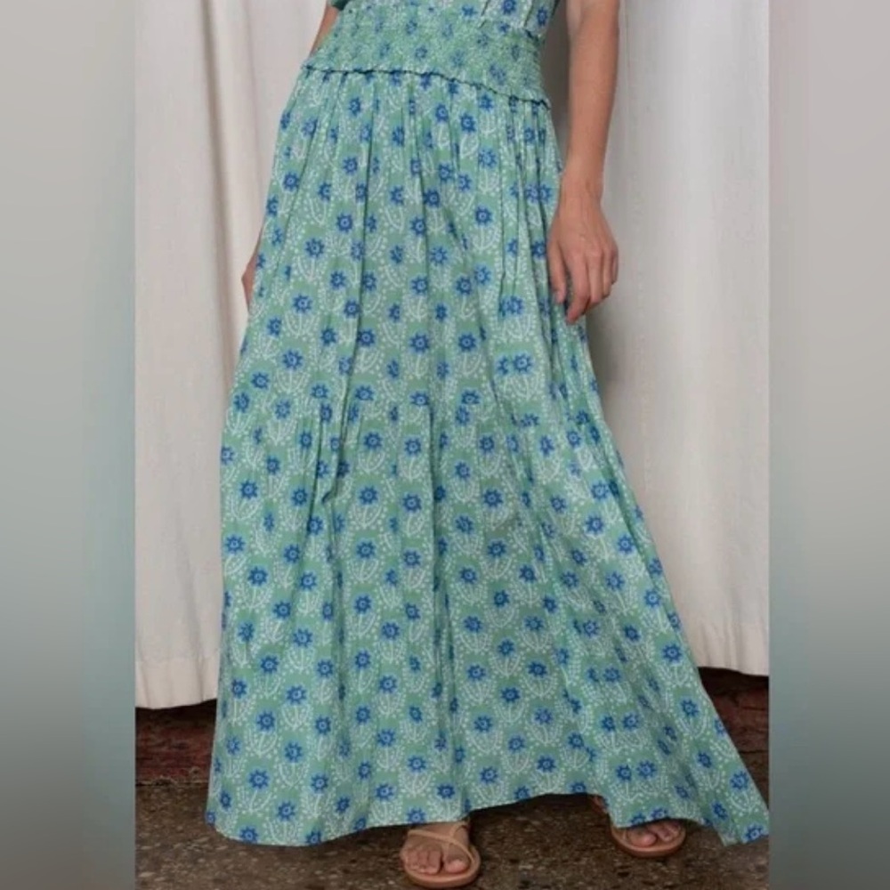 Maxi Skirt in Seafoam Green Floral Print